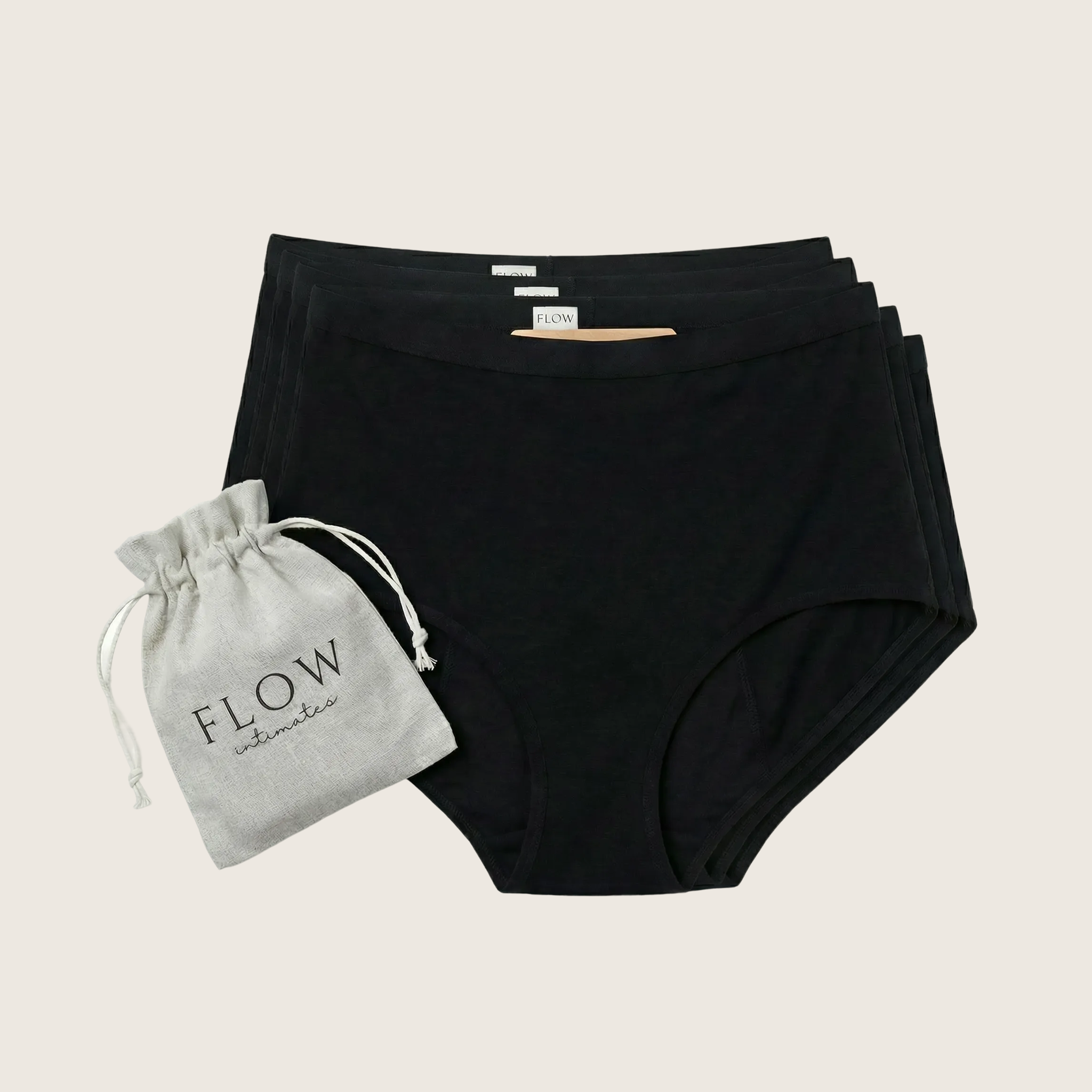 5 Pack - Organic Bamboo High Waisted Pocket Brief + Botanical Heat Pack