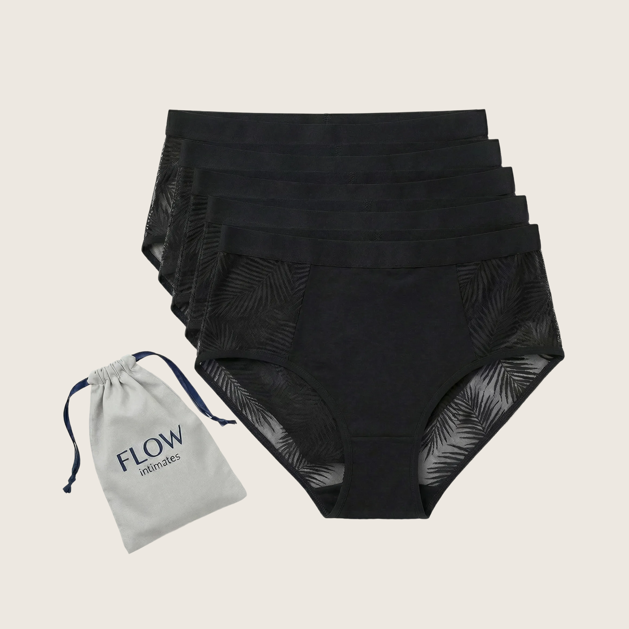 5 Pack - Fern Lace High Waisted Pocket Brief + Botanical Heat Pack